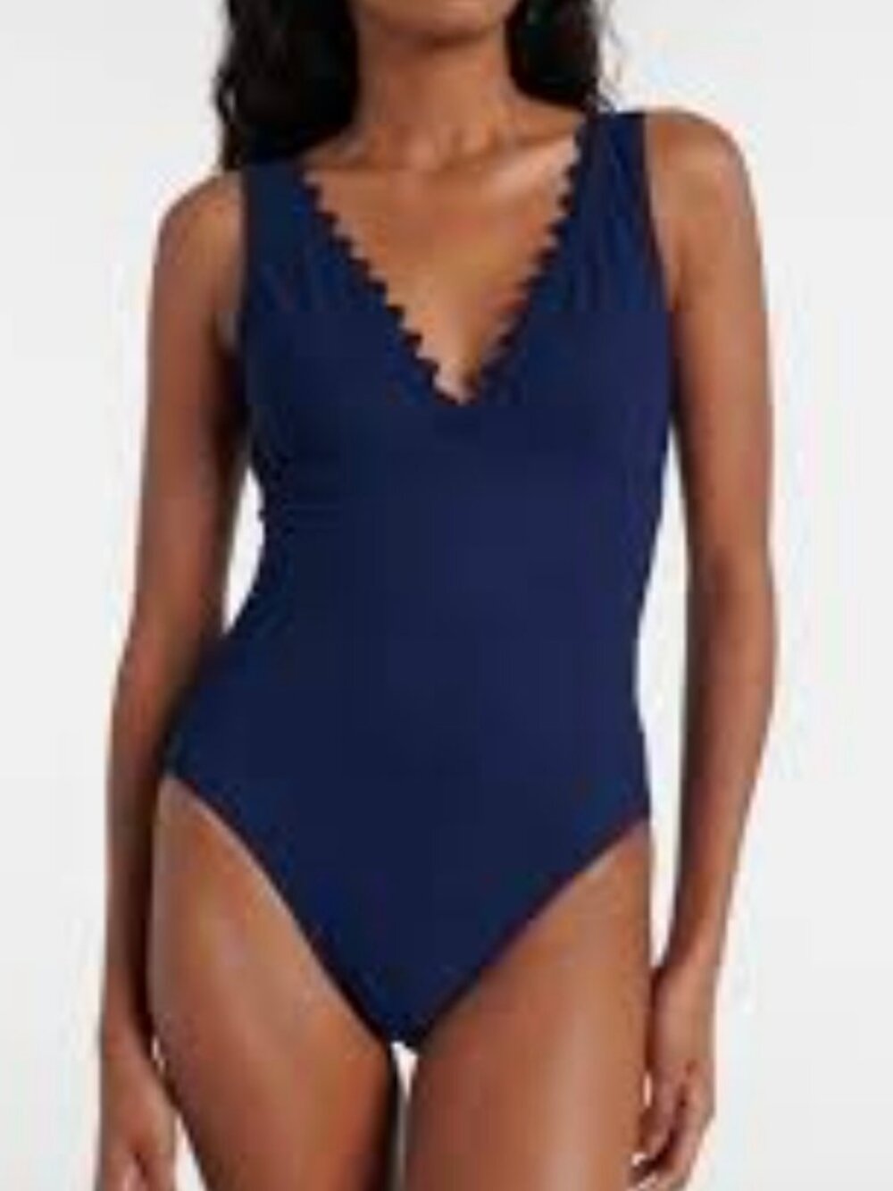 Karla Colletto Ines Scalloped One-Piece Swimsuit in Navy